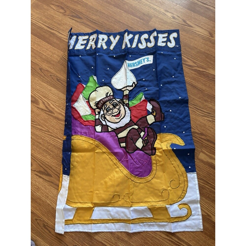 Hershey’s Merry Kisses Outdoor Christmas Flag 27x40 Double Sided Sewn Winter